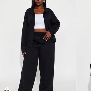 Fashion Nova Black Track Pants & Jacket Set
